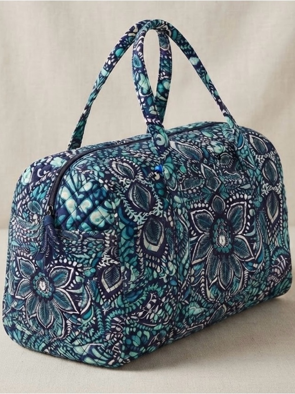 Vera Bradley Quilted Floral Duffle Bag in Teal & Navy - Women's Carryall
